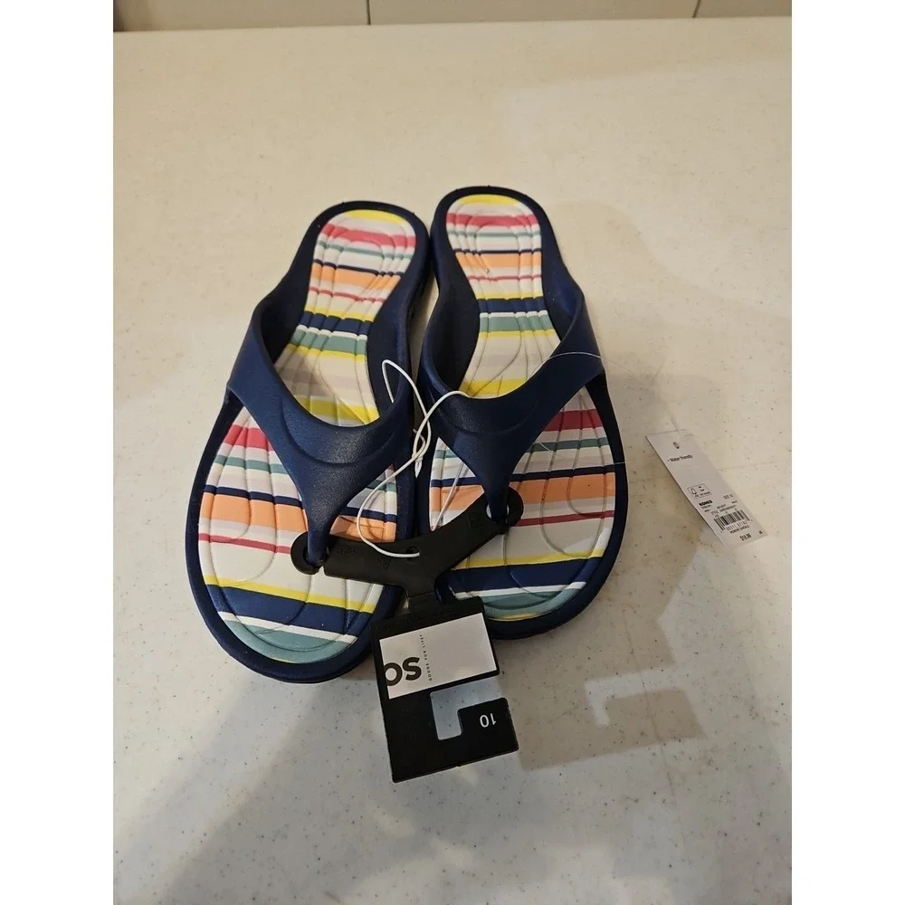 so flip flops Womens Size 10 Aardvarknavy Blue Slip On Sandals Colorful NWT S145